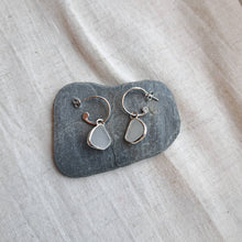 Load image into Gallery viewer, Sea Glass Charm Hoops - Small White Cornish Sea Glass