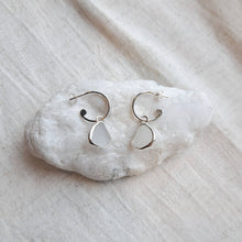 Load image into Gallery viewer, Sea Glass Charm Hoops - Small White Cornish Sea Glass