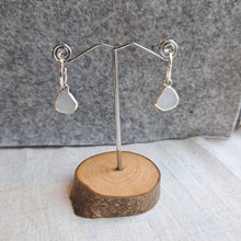 Load image into Gallery viewer, Sea Glass Charm Hoops - Small White Cornish Sea Glass