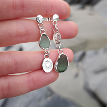 Load image into Gallery viewer, One of a Kind Mismatch Cornish Sea Glass Drop Earrings