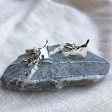 Load image into Gallery viewer, Silver cornish cufflinks, Cornwall map cufflinks on grey and white stone