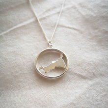 Load image into Gallery viewer, Sustainable recycled silver Cornwall necklace on natural plain calico background