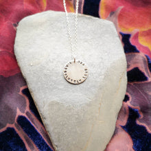 Load image into Gallery viewer, Personalised David Bowie inspired lightning bolt necklace, engraved with ‘I absolutely love you on reverse’