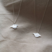 Load image into Gallery viewer, Two textured silver Isle of Wight handmade silver necklaces on natural calico fabric
