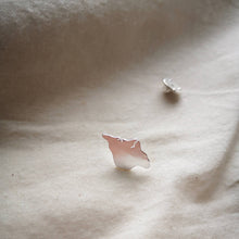 Load image into Gallery viewer, Textured eco silver Isle of Wight brooch on its side with clasp in distance