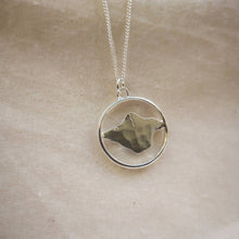 Load image into Gallery viewer, Hammered textured silver isle of wight pendant inside silver hoop close up
