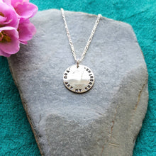 Load image into Gallery viewer, Personalised eco-silver sunflower coin necklace 'you are my sunshine'