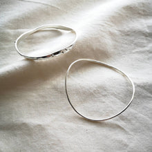 Load image into Gallery viewer, Two handmade Cornish wave silver bangles, one thicker with silver balls, one slim and minimal