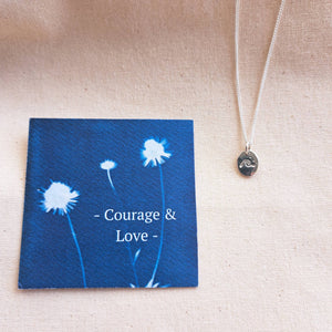 Courage & Love Amulet | Wave & Heart Double-Sided Mini Charm Necklace
