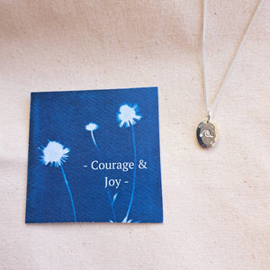 Courage & Joy Amulet | Wave & Birds Reversible Double-Sided Necklace