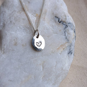 Courage & Love Amulet | Wave & Heart Double-Sided Mini Charm Necklace