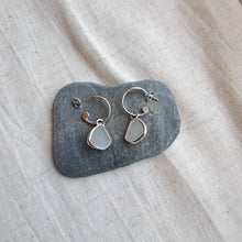 Load image into Gallery viewer, Sea Glass Charm Hoops - Small White Cornish Sea Glass
