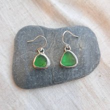 Load image into Gallery viewer, Emerald Green Sea Glass Drop Earrings
