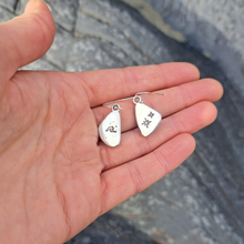 Load image into Gallery viewer, Green Sea Glass Drop Earrings with Wave &amp; Star Back Detail
