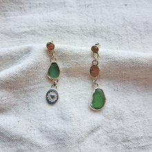 Load image into Gallery viewer, One of a Kind Mismatch Cornish Sea Glass Drop Earrings

