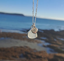 Load and play video in Gallery viewer, Frosted White Sea Glass &amp; Radiant Heart Pebble Necklace | Cornish Sea Glass Treasure Necklace
