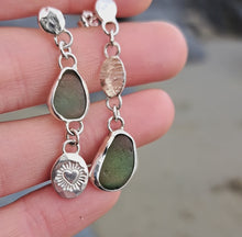 Load and play video in Gallery viewer, One of a Kind Mismatch Cornish Sea Glass Drop Earrings
