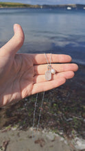 Load and play video in Gallery viewer, Frosted White Sea Glass &amp; Freshwater Pearl Necklace | Cornish Sea Glass Treasure Necklace
