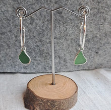 Load and play video in Gallery viewer, Sea Glass Charm Hoops - Large Green Cornish Sea Glass
