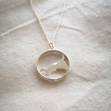 Load image into Gallery viewer, Sustainable recycled silver Cornwall necklace on natural plain calico background
