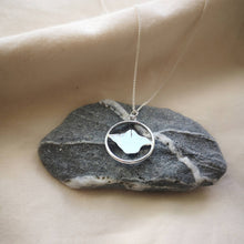 Load image into Gallery viewer, Isle of Wight necklace on grey stone with quartz on calico fabric
