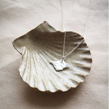 Load image into Gallery viewer, Recycled silver Isle of Wight necklace and chain in a cream ceramic shell shaped dish 
