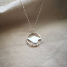Load image into Gallery viewer, Isle of Wight hammered texture silver necklace inside silver hoop on recycled silver chain
