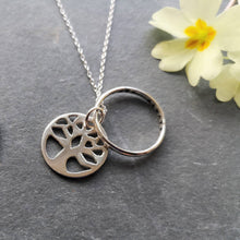 Load image into Gallery viewer, Personalised hidden message tree of life recycled silver necklace

