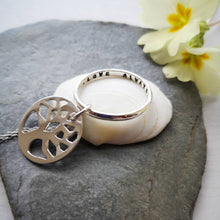 Load image into Gallery viewer, Handmade tree of life eco silver necklace with hidden message inside hoop - Love always
