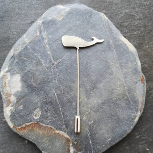 Recycled silver unusual whale tie pin 