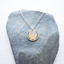 Load image into Gallery viewer, Recycled eco silver disc necklace with &#39;you are my anchor&#39; engraved
